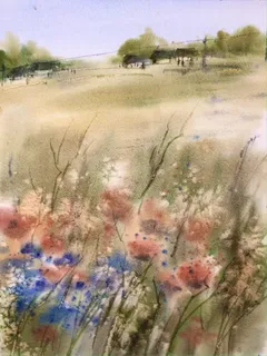 Поле цветов, Клишевская Светлана, Акварель, 2021